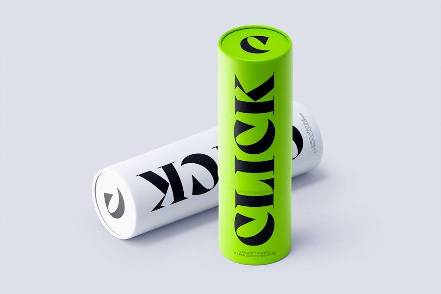 时尚牛皮纸产品包装纸管纸筒设计展示效果图PS贴图样机模板 Paper Tube Mockups , 第2张