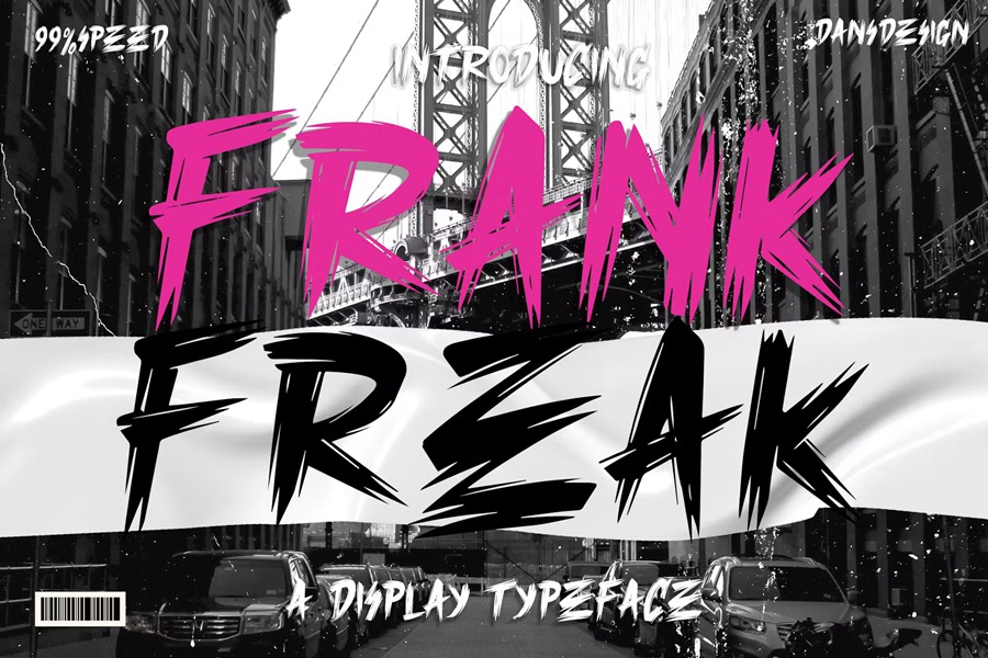 时尚复古品牌服装徽标设计y2k装饰英文字体安装包 Frank Freak Marker Brush Display Font 设计素材 第1张