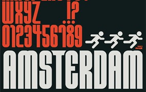 英文字体：科技未来赛博朋克机能标题排版logo装饰无衬线字体 HVNTER - AMSTERDAM
