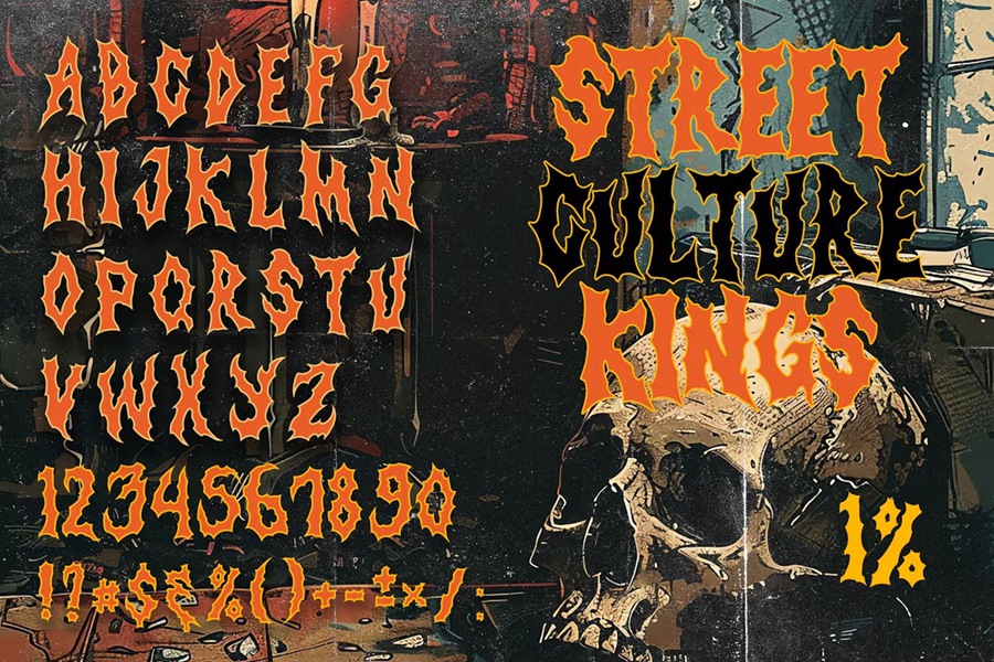 时尚复古金属品牌海报电影徽标设计y2k装饰英文字体安装包 Strange Mystery Horror Metal Display Font 设计素材 第8张