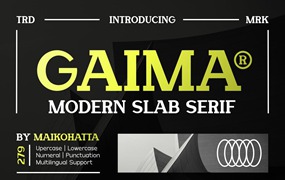 现代时尚杂志海报邀请卡设计衬线英文字体安装包 Gaima – Modern Slab Serif
