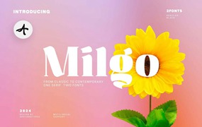 时尚复古杂志海报包装网页设计衬线英文字体安装包 Milgo