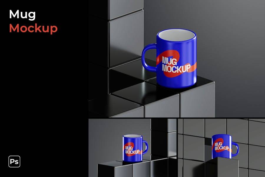 高级黑化风品牌LOGO设计马克杯水杯展示效果图PS贴图样机素材 Mug Mockup 样机素材 第1张