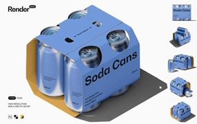 逼真听装啤酒苏打水易拉罐设计展示效果图PS贴图样机模板素材 Soda / Beer Packaging Mockup