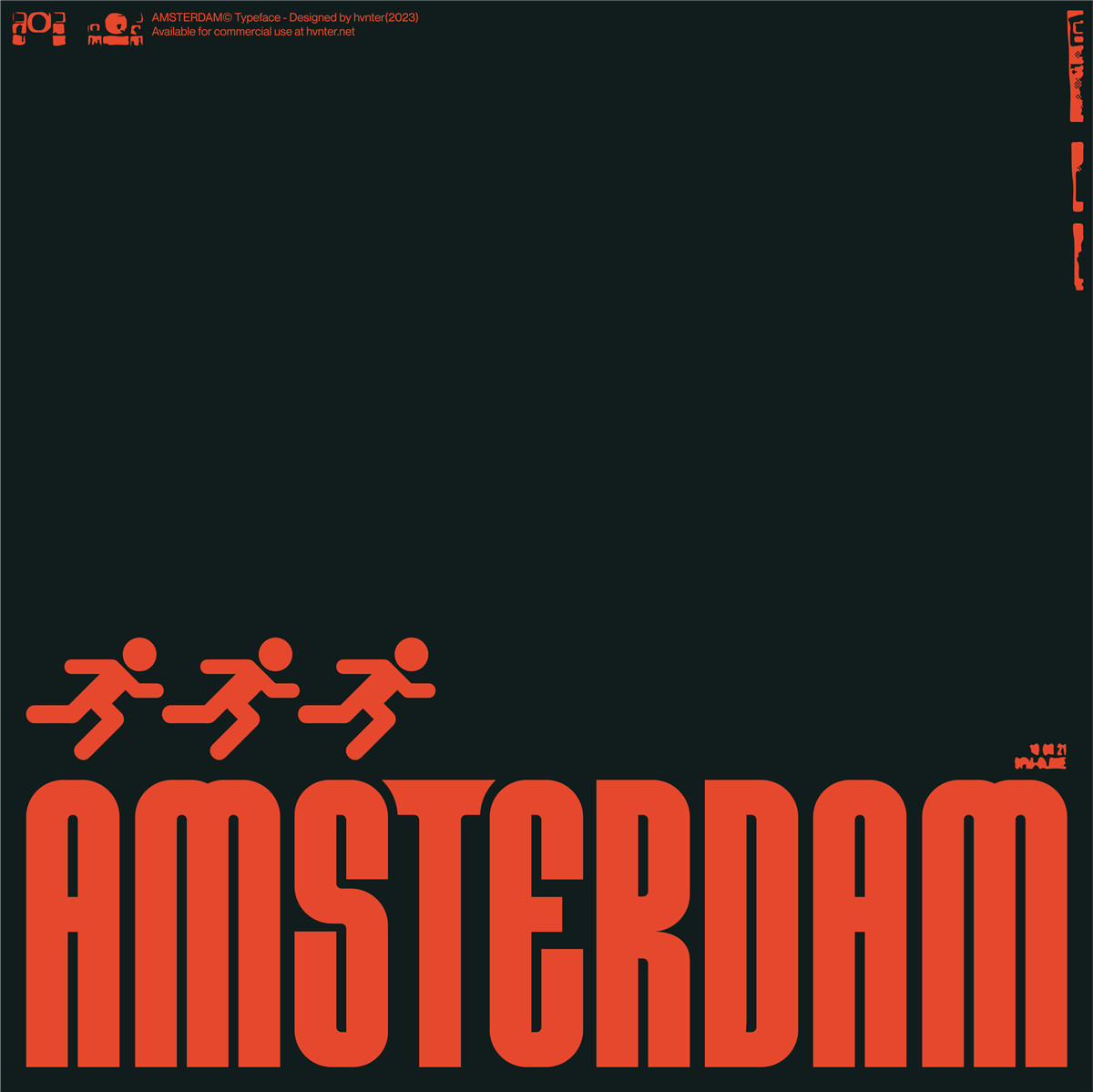 英文字体：科技未来赛博朋克机能标题排版logo装饰无衬线字体 HVNTER - AMSTERDAM 设计素材 第3张