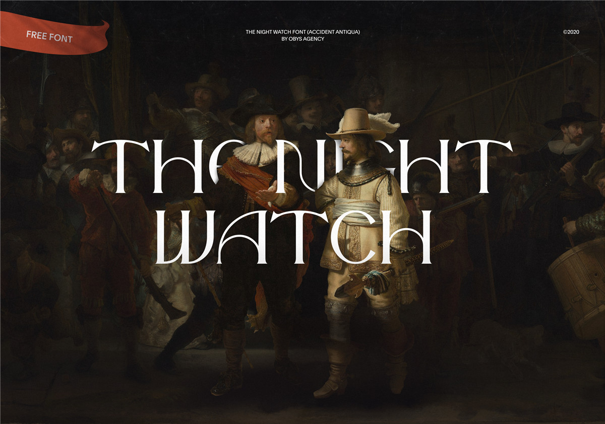 经典优雅杂志海报标题徽标Logo设计衬线英文字体素材 The Night Watch Font , 第1张