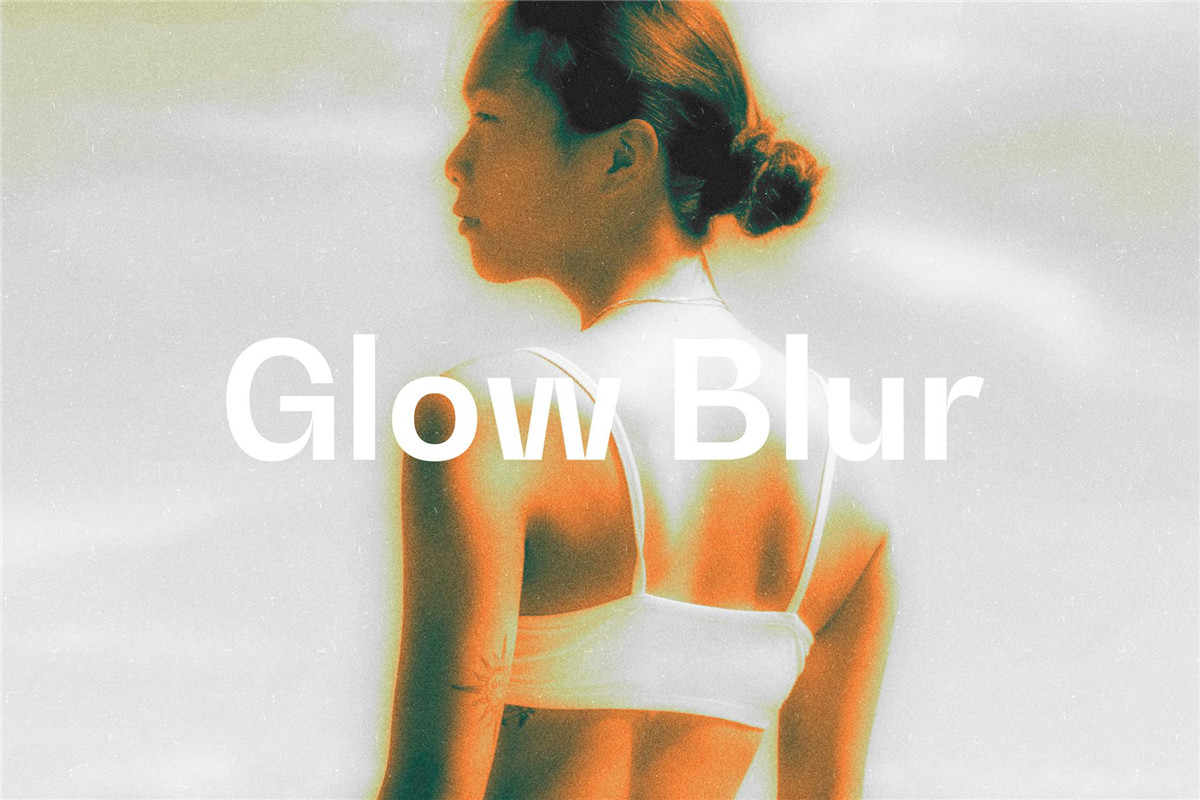 复古温暖Y2K渐变梦幻颗粒发光图片后期叠加滤镜PSD特效样机 Glow Blur Photo Effect , 第1张