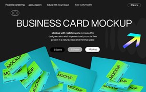 时尚悬浮商务名片卡片logo品牌vi设计展示贴图psd样机模板素材 Modern Gradient Business Card Mockup Template