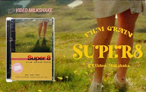 Video Milkshake 复古电影风格SUPER 8胶片扫描遮罩泄露颗粒背景视频素材 SUPER 8 FILM GRAIN PACK