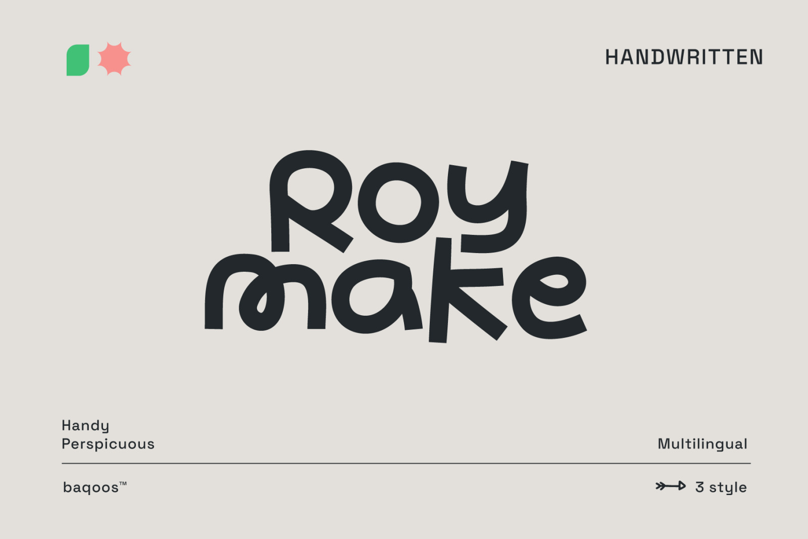 英文字体：趣味卡通品牌海报Logo标题包装设计手写涂鸦字体 Roy Make , 第1张