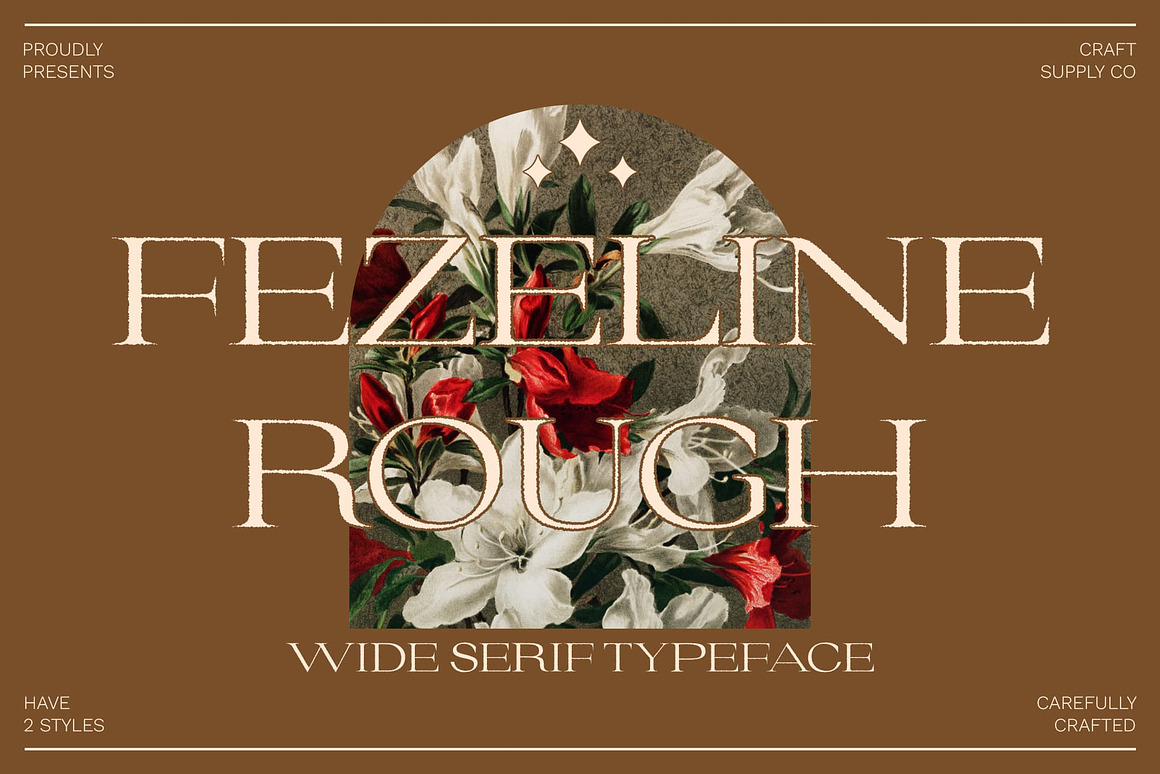 现代时尚品牌包装海报设计衬线英文字体安装包 Fezeline Rough , 第1张