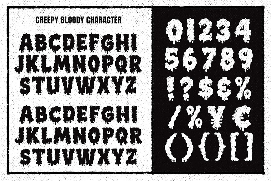 哥特式海报品牌包装标识设计装饰英文字体安装包 Creepy Bloody a Playful Horror Font 设计素材 第8张