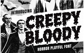 哥特式海报品牌包装标识设计装饰英文字体安装包 Creepy Bloody a Playful Horror Font