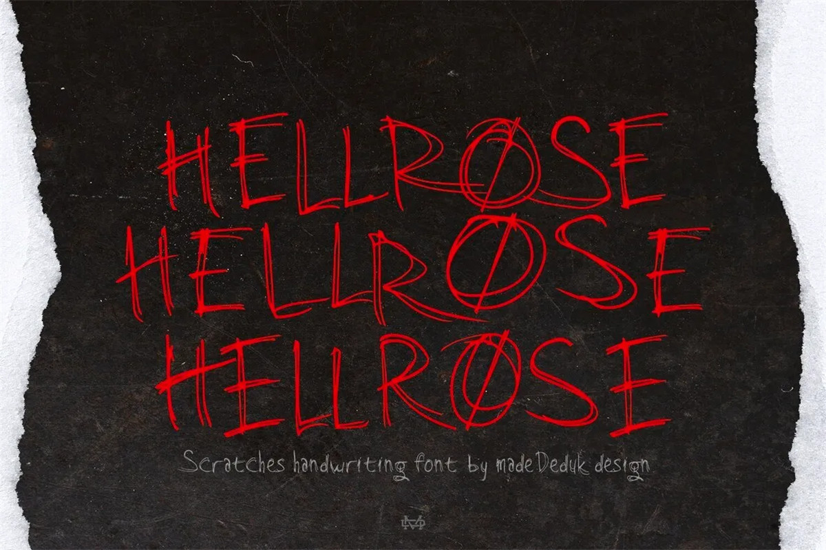 英文字体：复古仿旧涂鸦手绘线条笔触感海报标题排版字体包 Hellrose , 第1张