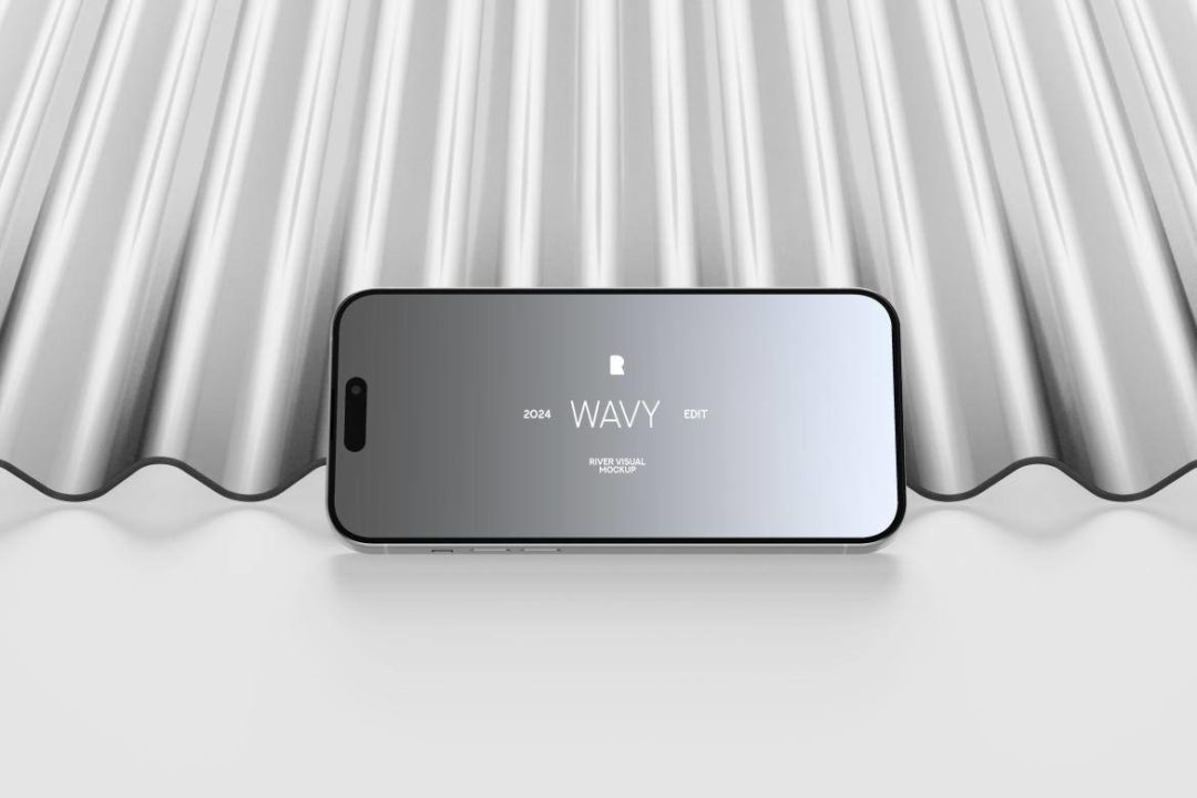 高级苹果iPhone 15 Pro屏幕演示效果图PS贴图样机模板设计素材 iPhone 15 Pro – Wavy Glass , 第3张