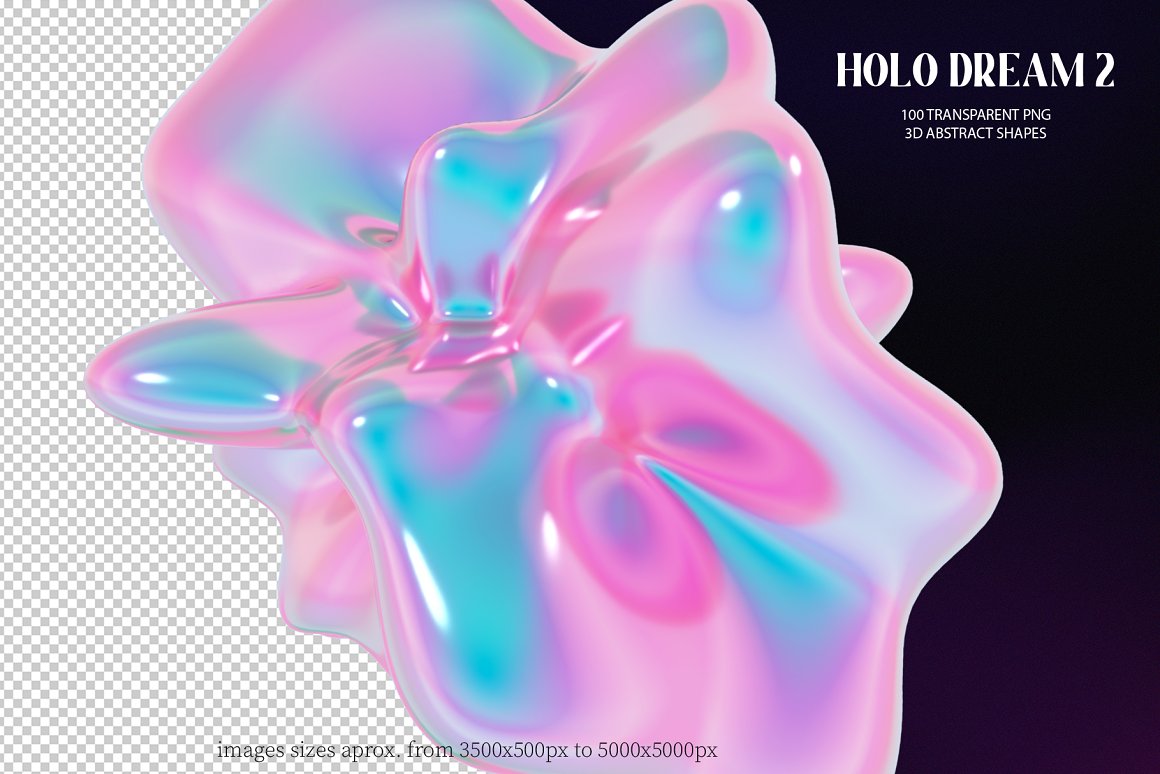 100款新潮酸性全息虹彩3D金属扭曲形状图形PNG免抠设计素材 Holo Iridescence 3D Shapes graphics . 第4张