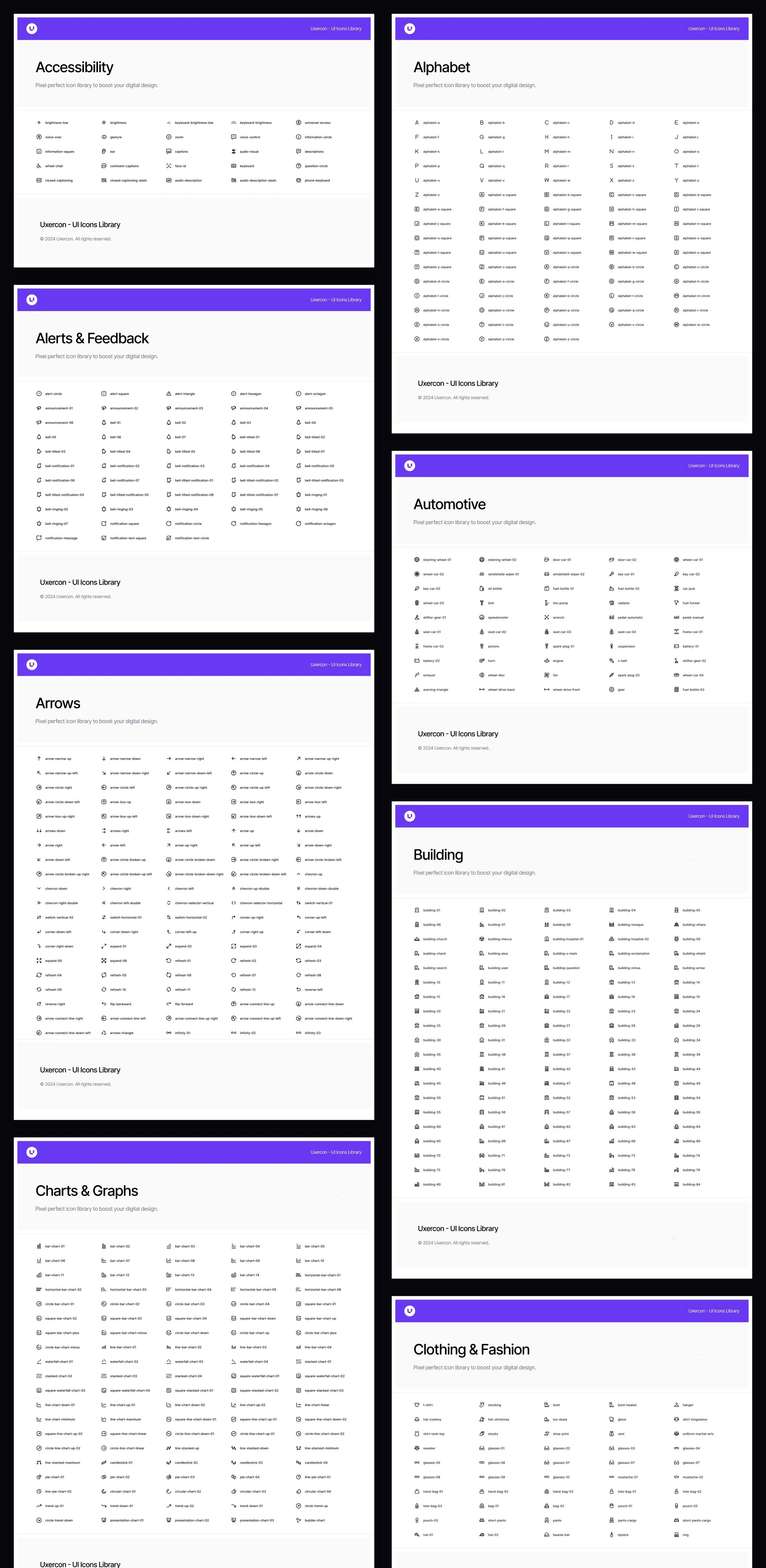 3000+款网站app ui界面设计矢量线条图标设计figma/png格式素材 3000+ Line Icon Styles | Uxercon Icon Library v2.0 APP UI 第8张