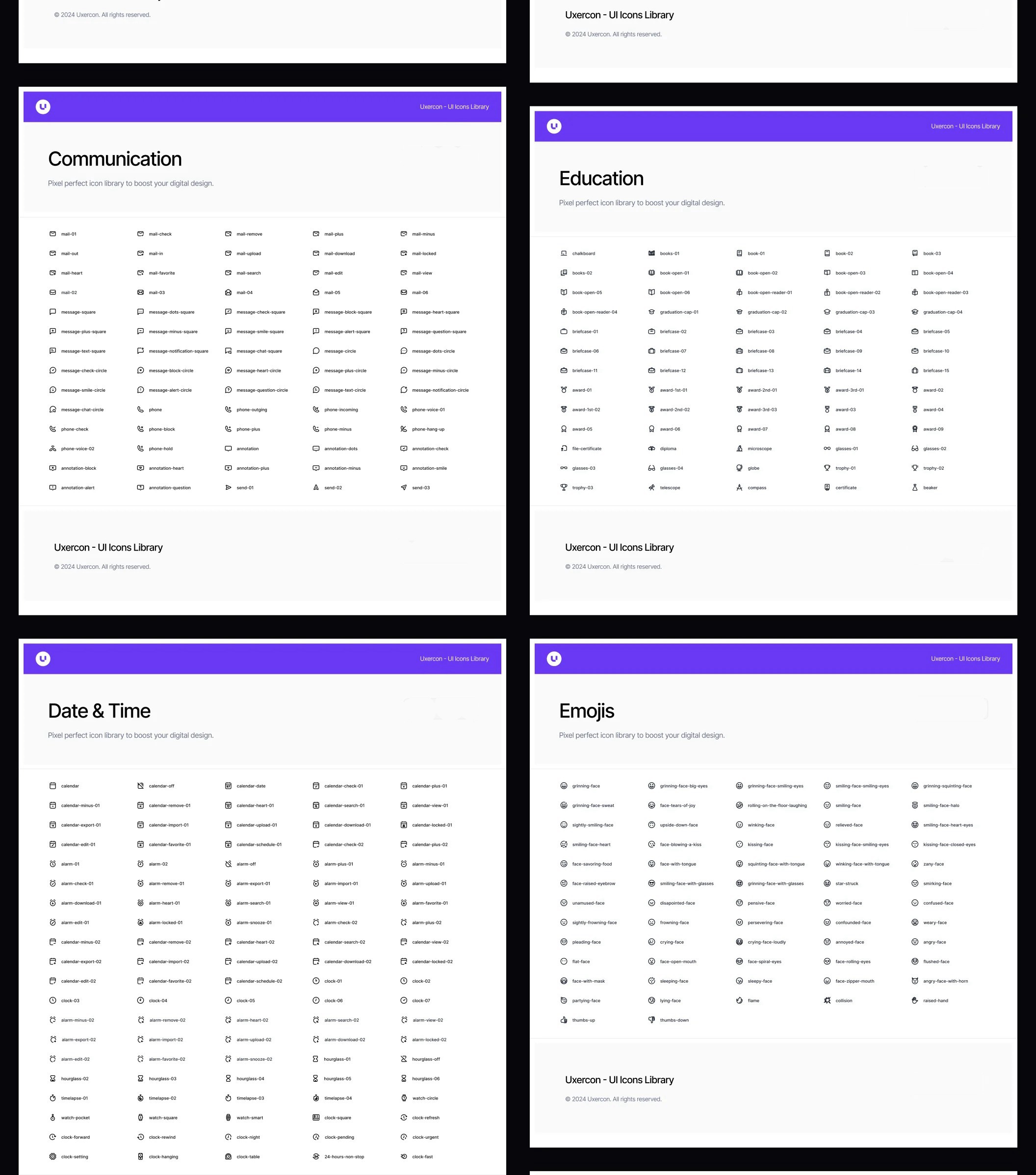 3000+款网站app ui界面设计矢量线条图标设计figma/png格式素材 3000+ Line Icon Styles | Uxercon Icon Library v2.0 APP UI 第9张