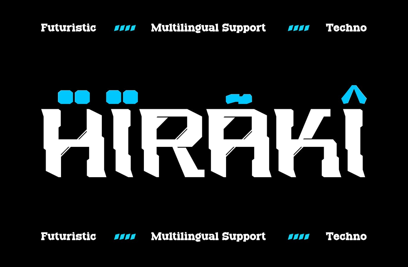 未来科幻赛博朋克海报封面标题设计装饰英文字体安装包 Hiraki – Modern Techno Font 设计素材 第4张