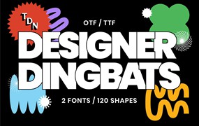 英文字体：120款潮流几何图形艺术装饰标志花体字体设计素材 Designer Dingbats – 120 shapes