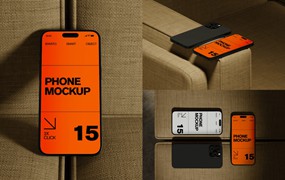 逼真苹果iphone 15 pro手机屏幕演示贴图ps展示样机模板素材 iPhone Mockup | Sofa