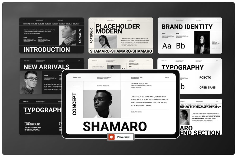 现代时尚品牌摄影作品集演示文稿设计模版 Shamaro – Photography Portfolio Powerpoint+Keynote , 第1张