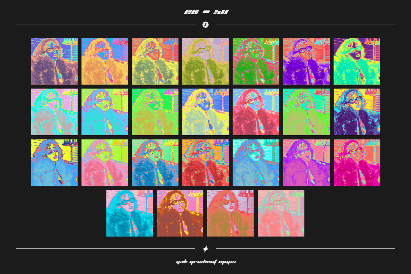 50款复古Y2K美学艺术彩虹色弥散光活力未来PS渐变预设套装 Y2K Gradient Maps 插件预设 第10张