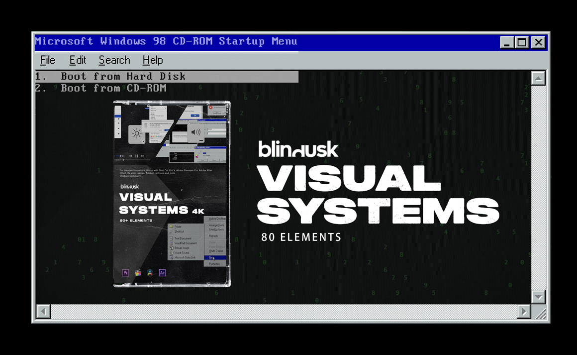 Blindusk 复古WIN98系统像素风格窗口弹窗图标控件视觉美学动画叠加层视频素材 VISUAL SYSTEMS . 第1张