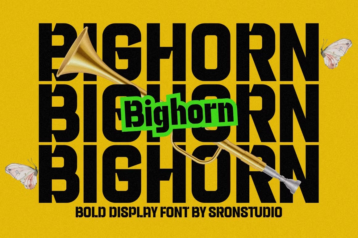 现代极简杂志海报包装徽标设计无衬线英文字体安装包 Bighorn – Bold Logo Font 设计素材 第1张