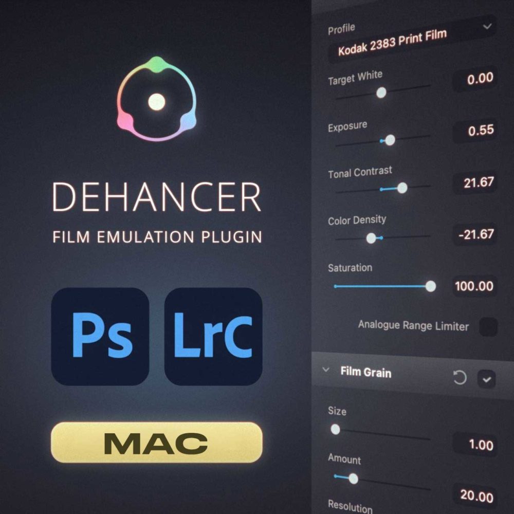 真实电影美学柯达/富士胶片边框噪点模拟薄膜光晕颜色分级PS+LR插件 Dehancer Film 2.3.3 for Ps/Lr Mac 插件预设 第1张