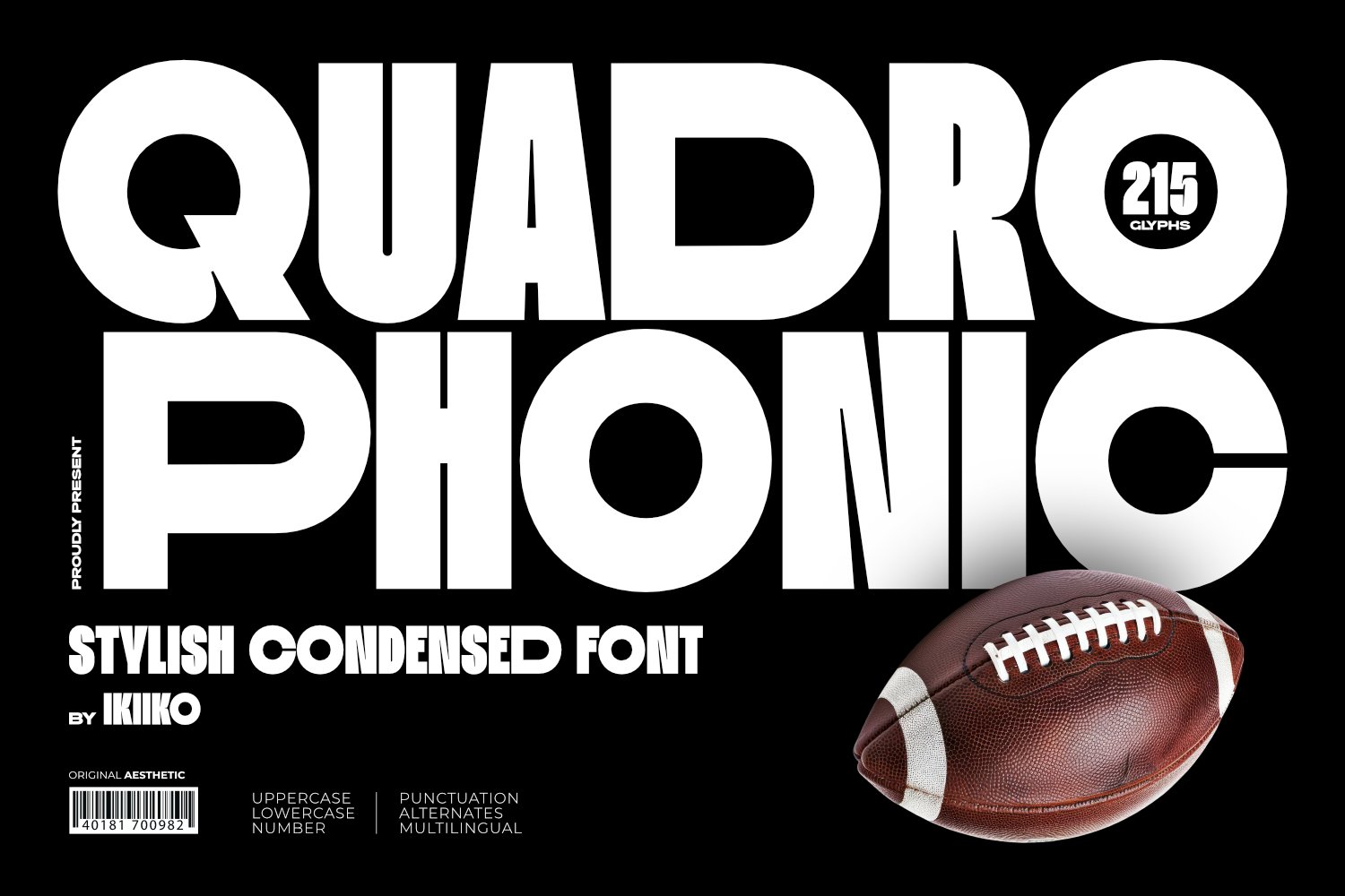 时尚品牌杂志海报标题服装设计无衬线英文字体安装包 Quadrophonic – Stylish Condensed Font 设计素材 第1张