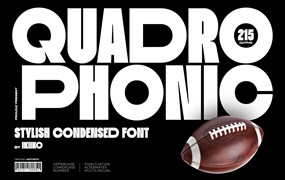 时尚品牌杂志海报标题服装设计无衬线英文字体安装包 Quadrophonic – Stylish Condensed Font