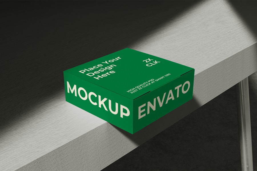 混凝土背景产品包装纸盒设计效果图PS贴图样机模板素材 Box Mockup | Modern 样机素材 第4张