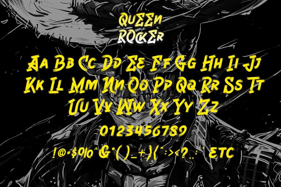 时尚创意海报封面徽标设计手写英文字体安装包 Queen Rocker 设计素材 第7张