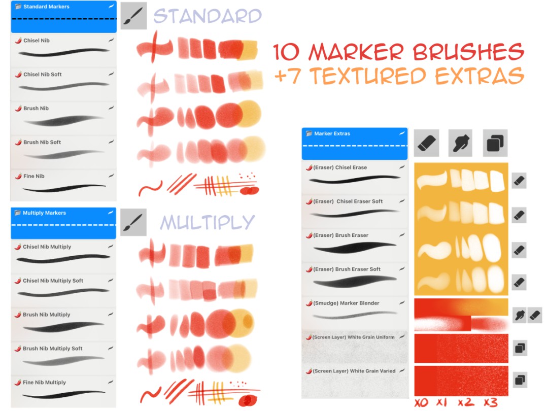 逼真马克笔线条数字艺术绘画procreate笔刷画笔素材 Sketch Markers for Procreate 笔刷资源 第6张