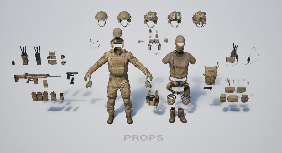 BMS特种部队士兵人物头盔衣服装备角色动作绑定3D模型FBX/OBJ/UE格式设计素材 BIG MEDIUM SMALL – Special Ops 样机素材 第11张