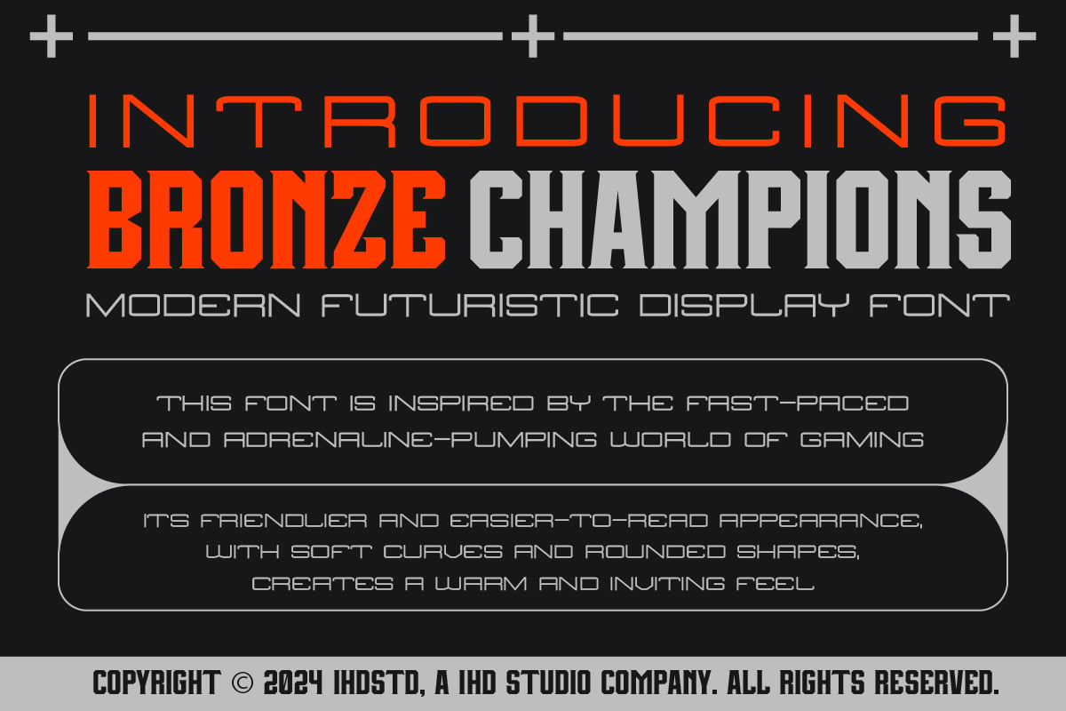 时尚未来派海报贴纸邀请函徽标设计衬线英文字体安装包 Bronze Champions Futuristic Display Font 设计素材 第1张