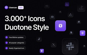 3000+款单色网站app界面设计矢量线条图标icons设计素材包 3000+ Solid Icon Styles | Uxercon Icon Library v2.0