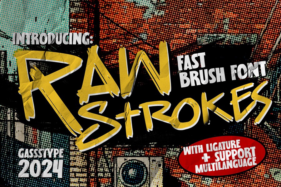 时尚叛逆风格海报徽标设计手绘画笔手写英文字体安装包 Raw Strokes – Fast Brush Font , 第1张