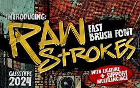 时尚叛逆风格海报徽标设计手绘画笔手写英文字体安装包 Raw Strokes – Fast Brush Font