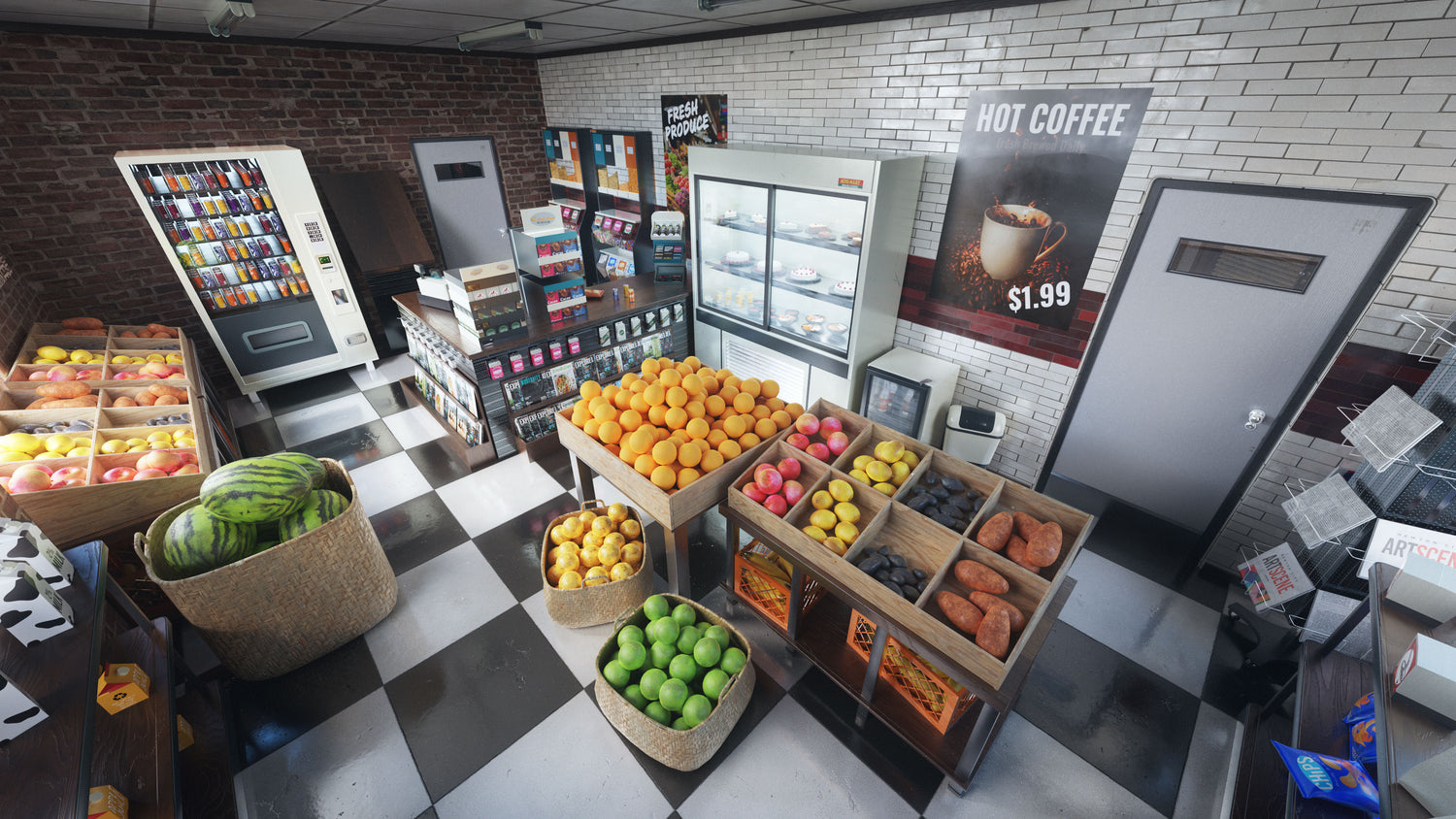 Blender复古咖啡馆面包店杂货店饰品店内饰3D模型 KitBash3D – Neighborhood Shops 样机素材 第7张