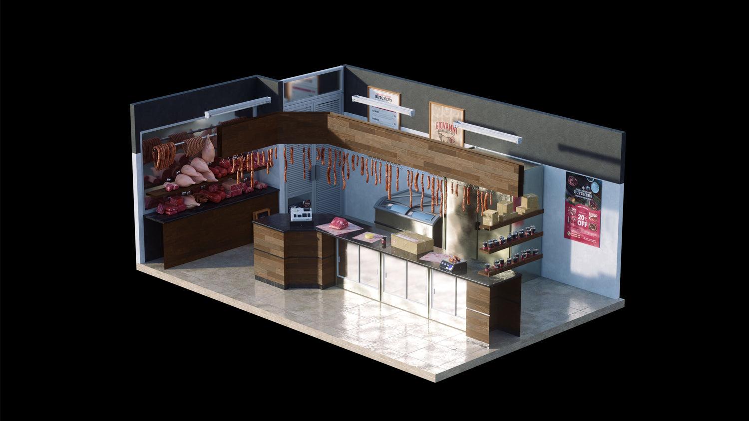 Blender复古咖啡馆面包店杂货店饰品店内饰3D模型 KitBash3D – Neighborhood Shops 样机素材 第14张