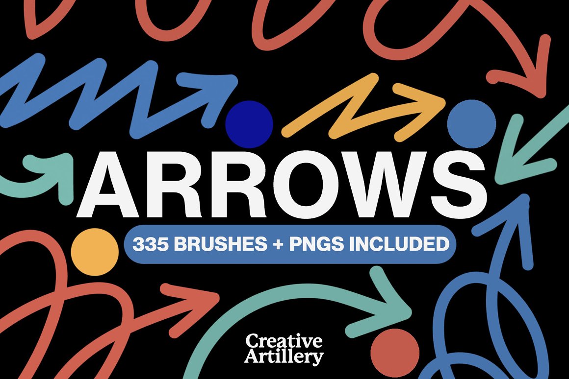 335款箭头符号手绘涂鸦PS印章笔刷PNG元素套装 Arrows Brush 图片素材 第1张