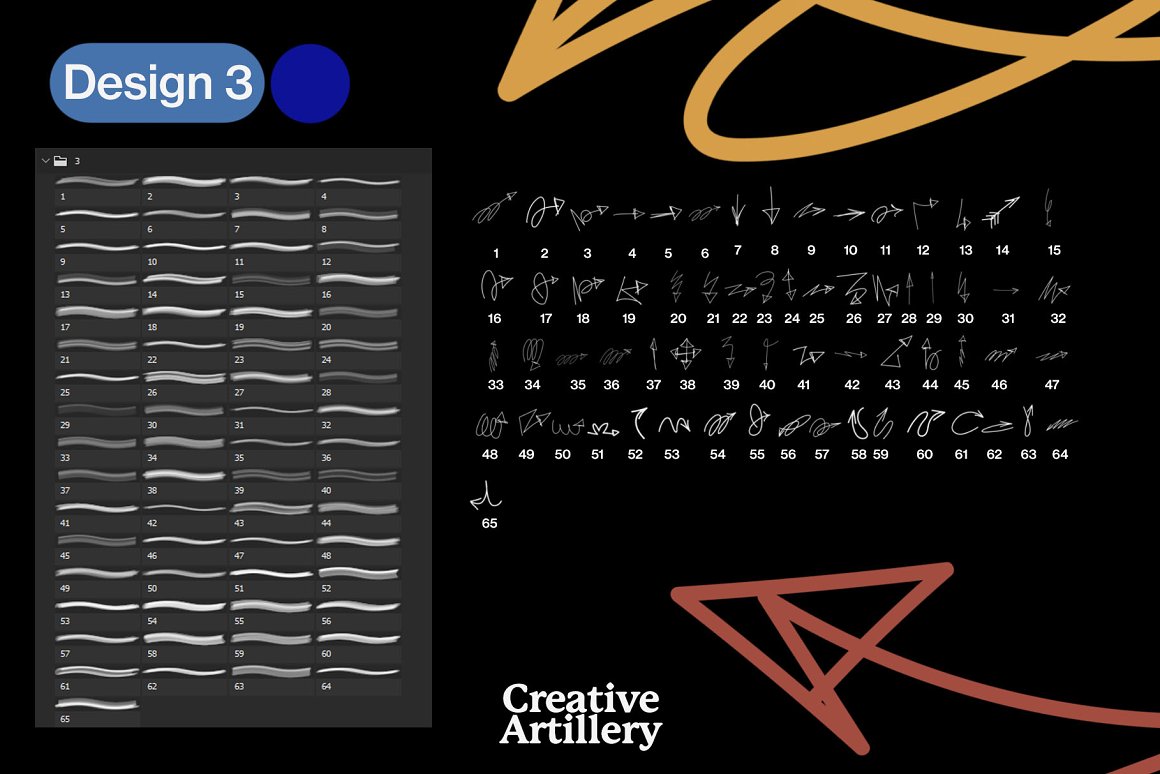 335款箭头符号手绘涂鸦PS印章笔刷PNG元素套装 Arrows Brush 图片素材 第2张