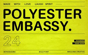 复古品牌社交媒体徽标设计无衬线英文字体安装包 Polyester Embassy Rounded Sans Serif Font