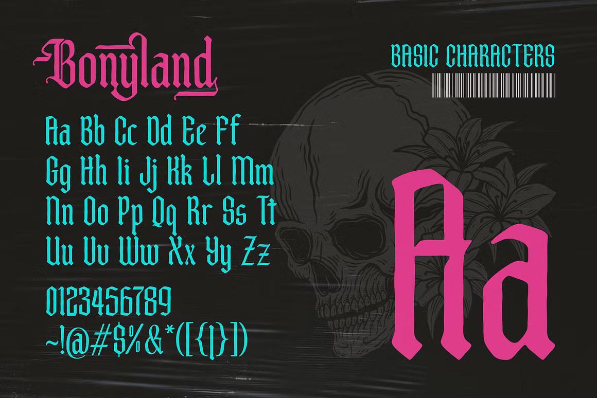 优雅复古哥特式品牌海报徽标设计衬线英文字体安装包 Bonyland Blackletter Font 设计素材 第3张