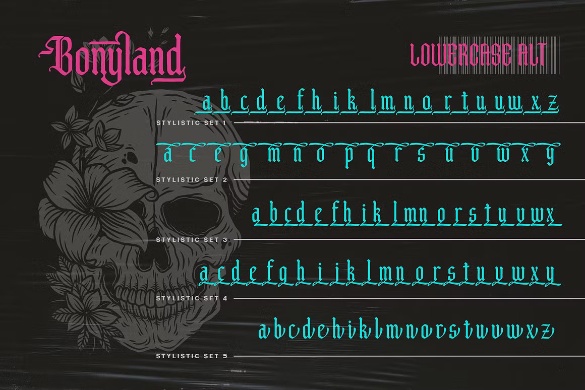 优雅复古哥特式品牌海报徽标设计衬线英文字体安装包 Bonyland Blackletter Font 设计素材 第10张