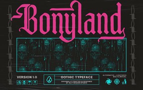 优雅复古哥特式品牌海报徽标设计衬线英文字体安装包 Bonyland Blackletter Font