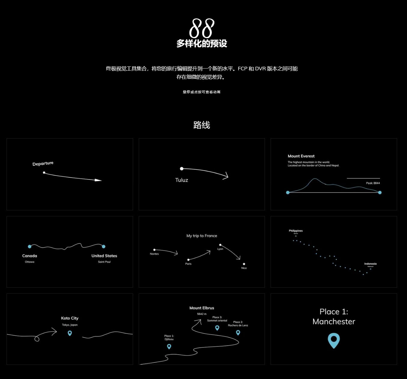 MotionVFX mJourney 88种旅游主题VLOG博主终极旅行视频线路文字标题排版转场编辑工具包FCPX插件 , 第11张