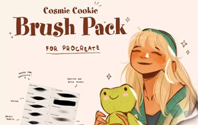 Cosmic Cookie 美式插画笔刷、卡通笔刷、铅笔笔刷、厚涂笔刷、Procreate 笔刷 Cosmic Cookie – Brushes for Procreate